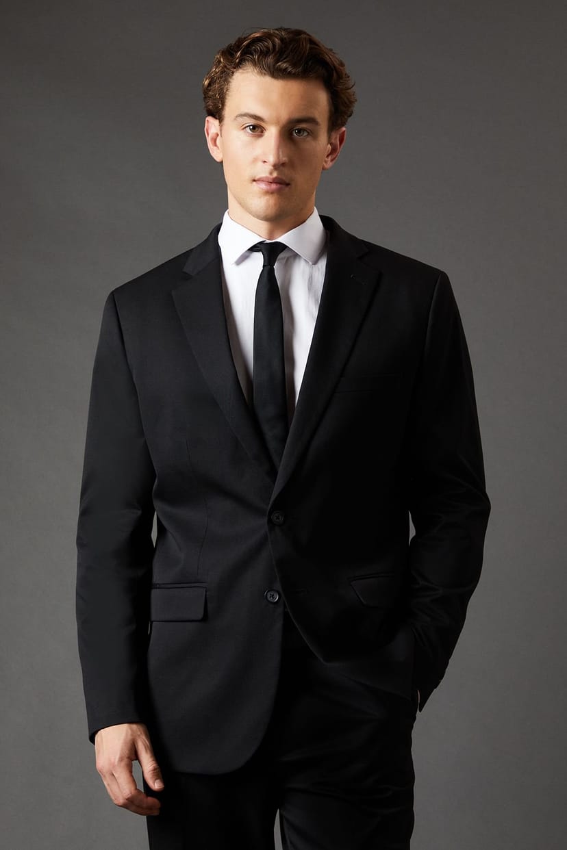 Burton Burton Men's Black Regular Fit Suit Jacket - 1