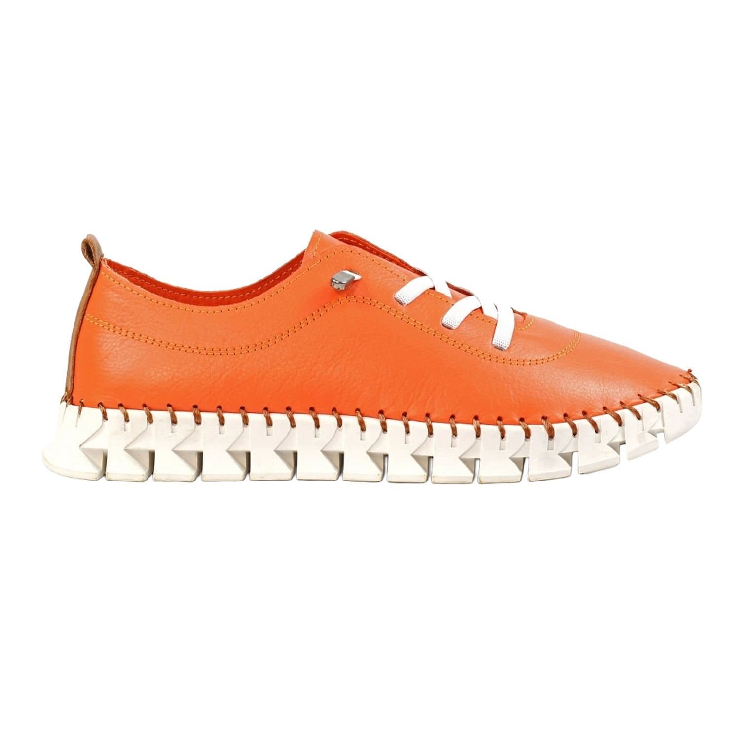 Lunar Lunar Orange Leather Plimsolls with Soft Touch