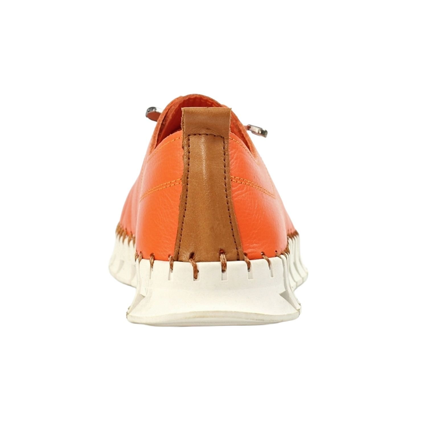 Lunar Lunar Women's St Austell Leather Plimsolls in Orange - 2