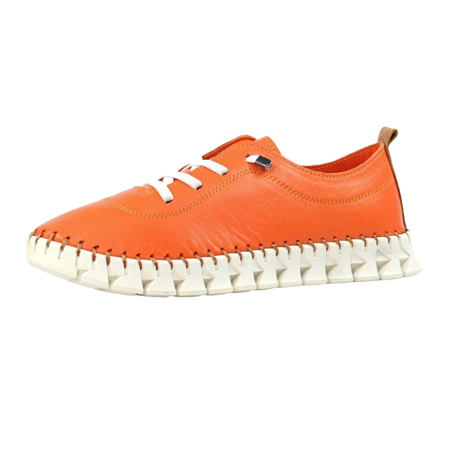 Lunar Lunar Women's St Austell Leather Plimsolls in Orange - 3