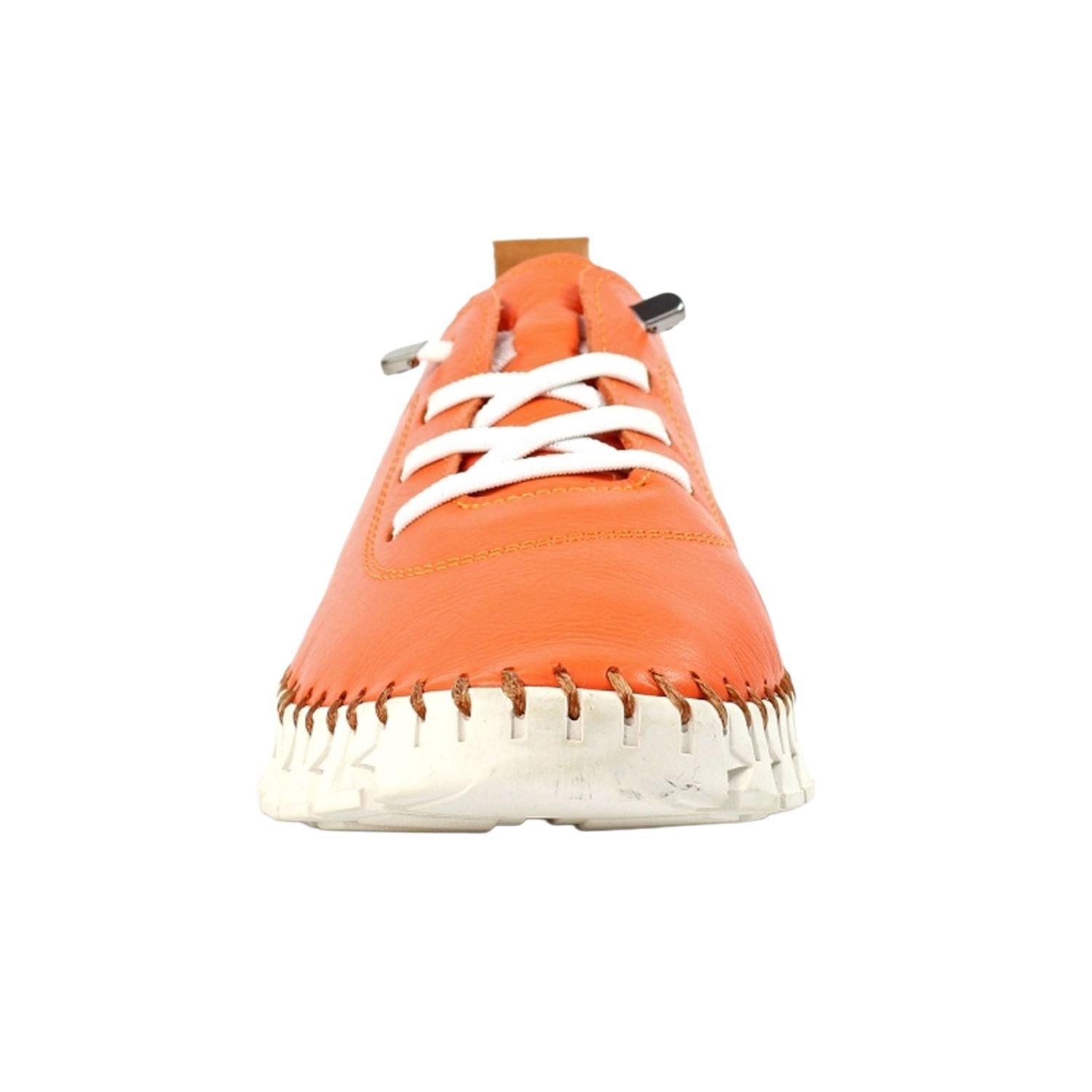Lunar Lunar Women's St Austell Leather Plimsolls in Orange - 4