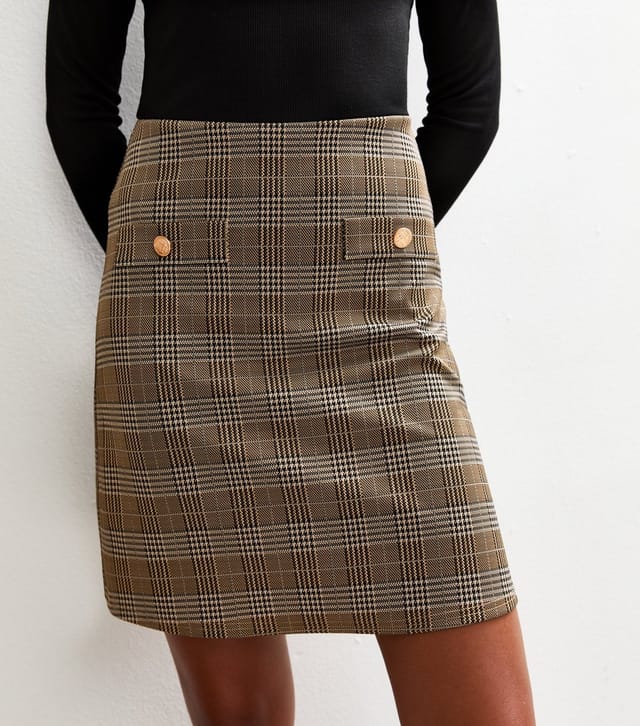 New Look Women's Tall Black Check 2-in-1 Mini Dress New Look - 2