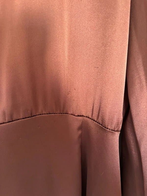 Never Fully Dressed Brown silk midi wrap dress