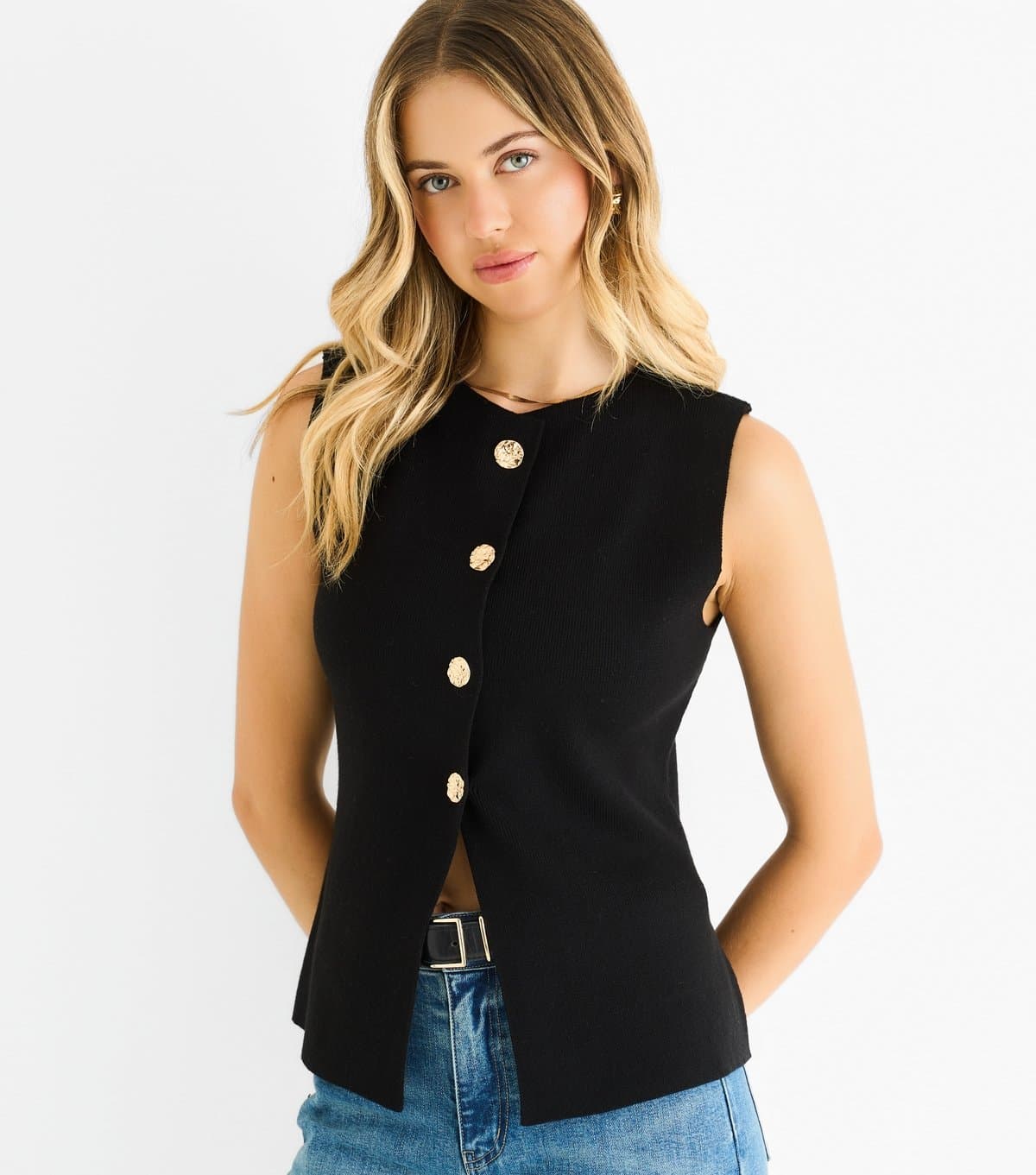 Gini London Gini London Black Button Front Top