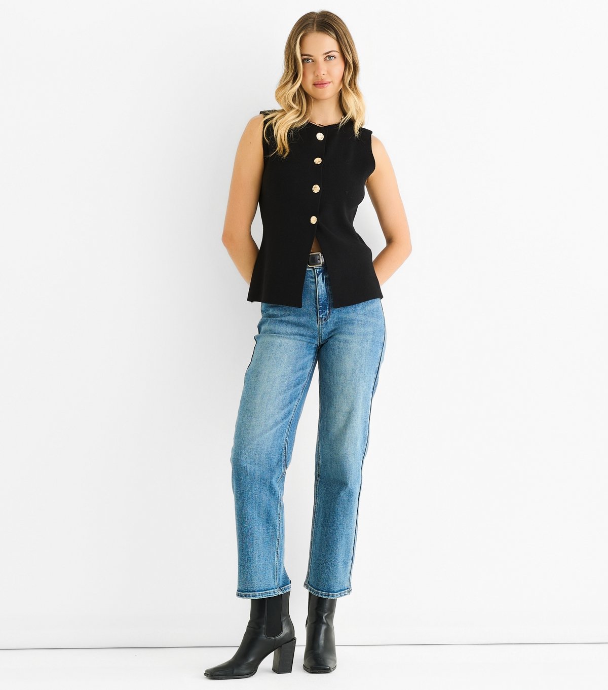 Gini London Women's Black Button Front Top Gini London New Look - 2