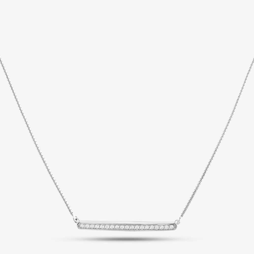 T.H.Baker T.H.Baker Women's Silver & Cubic Zirconia Bar Necklace 2THB018504