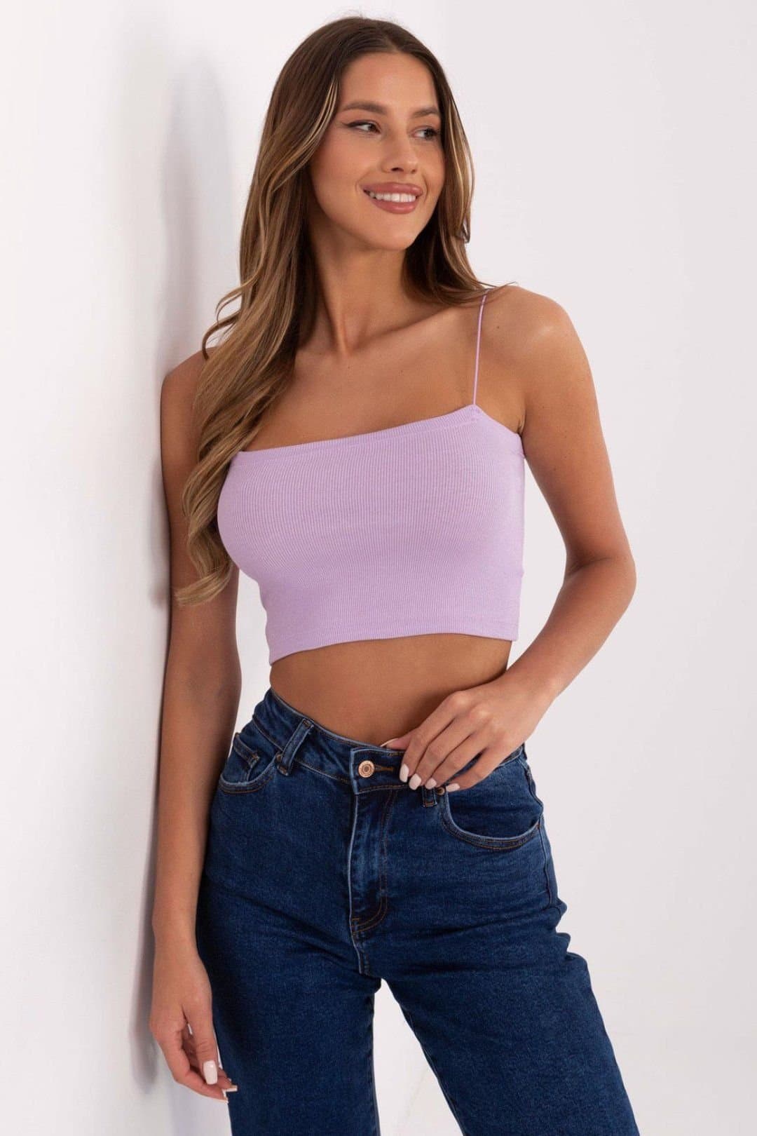 Love Lace Love Lace Violet Ribbed Cotton Camisole Top With Elastane