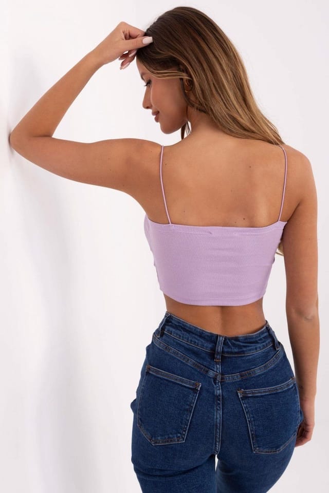 Love Lace Love Lace Women's Ribbed Cotton Camisole Top with Elastane in Violet - 2