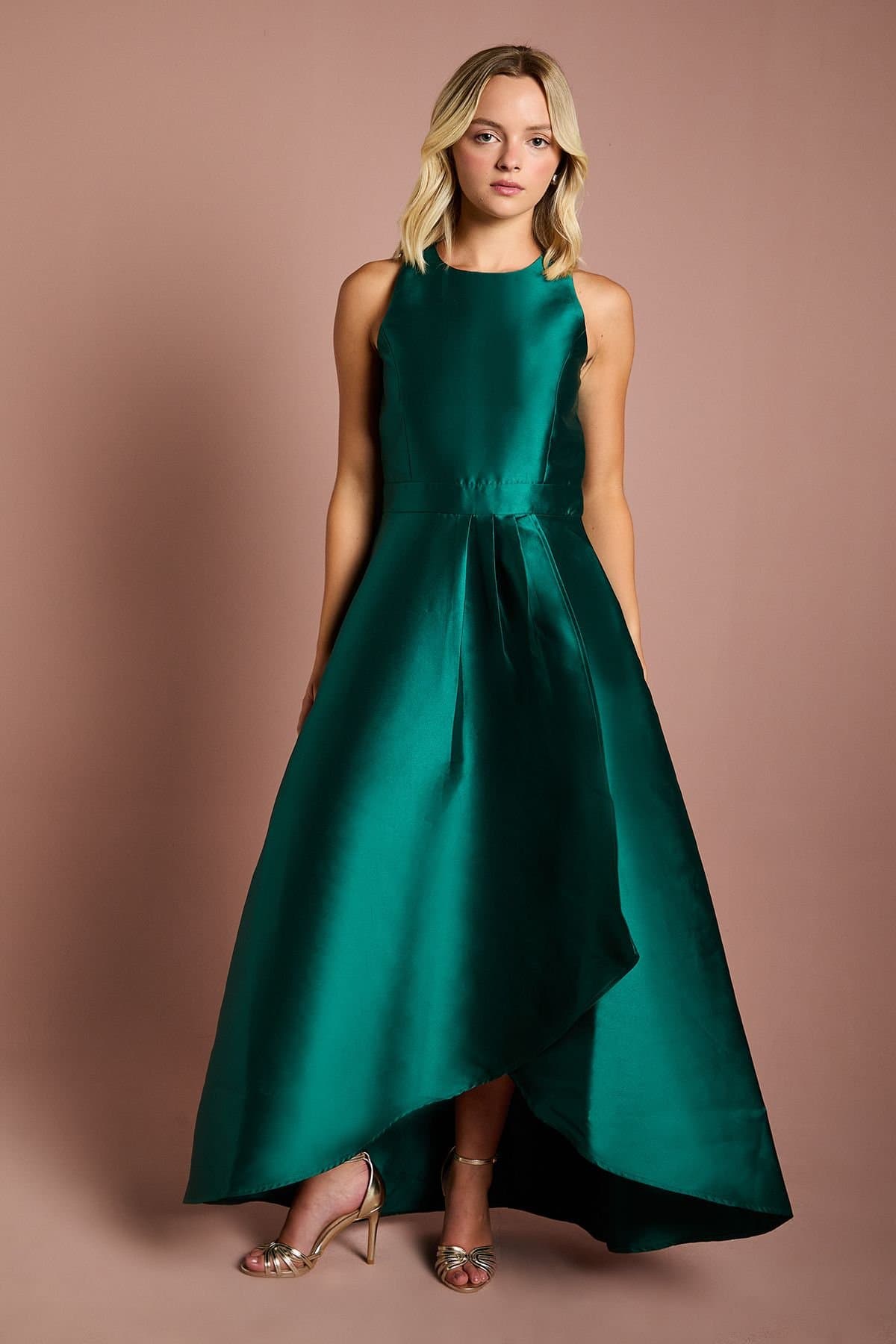 Coast Coast Women's Teen Twill Waterfall Bridesmaid Dress in Emerald