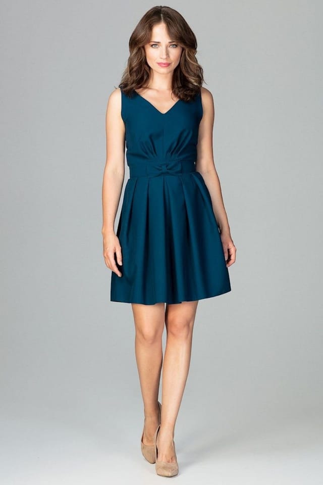 Love Lace Love Lace Women's Sleeveless Cocktail Dress Bow Waist Open Back in Teal - 2