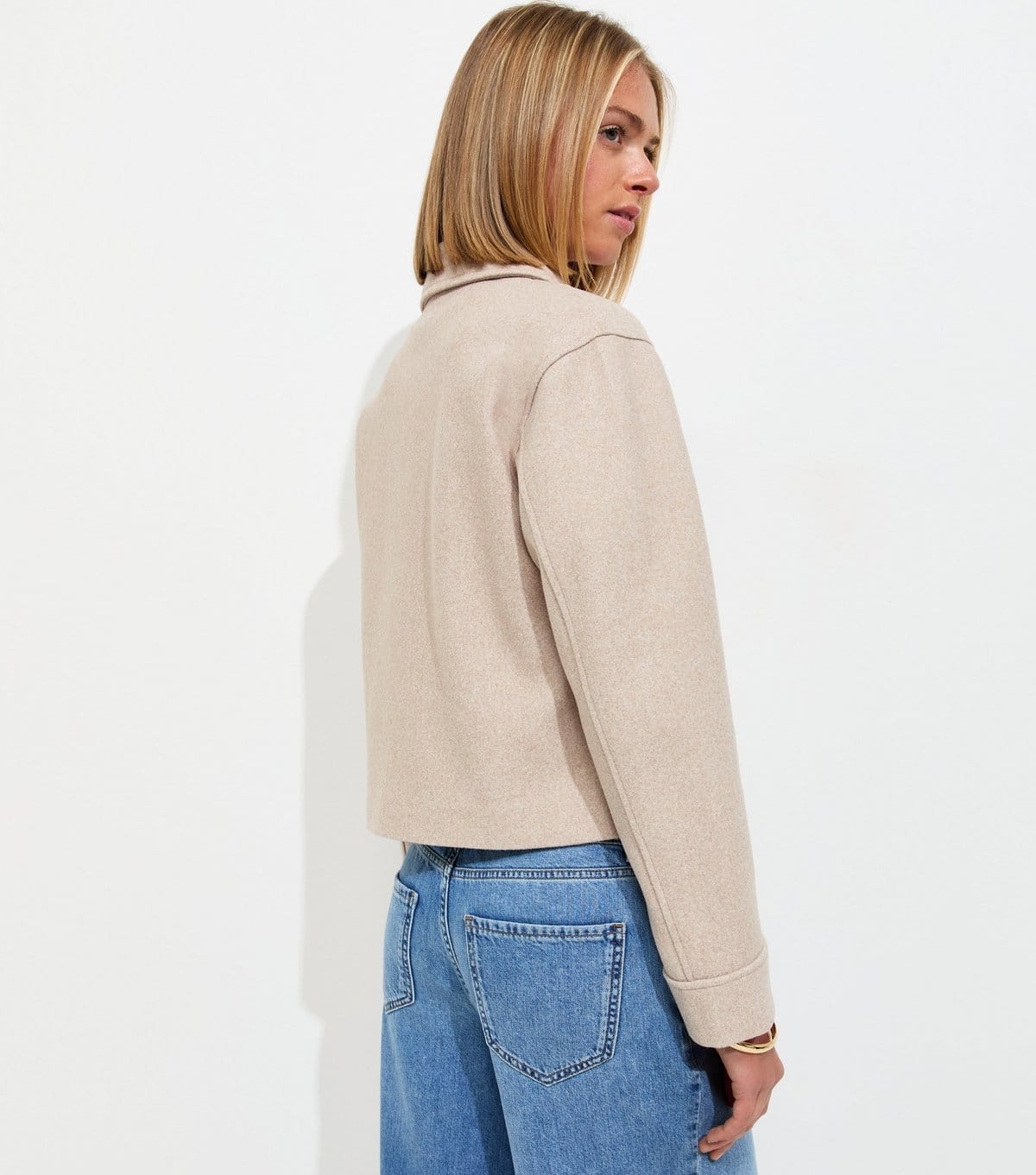 New Look Women's Oatmeal Felt Zip Through Shacket New Look - 4