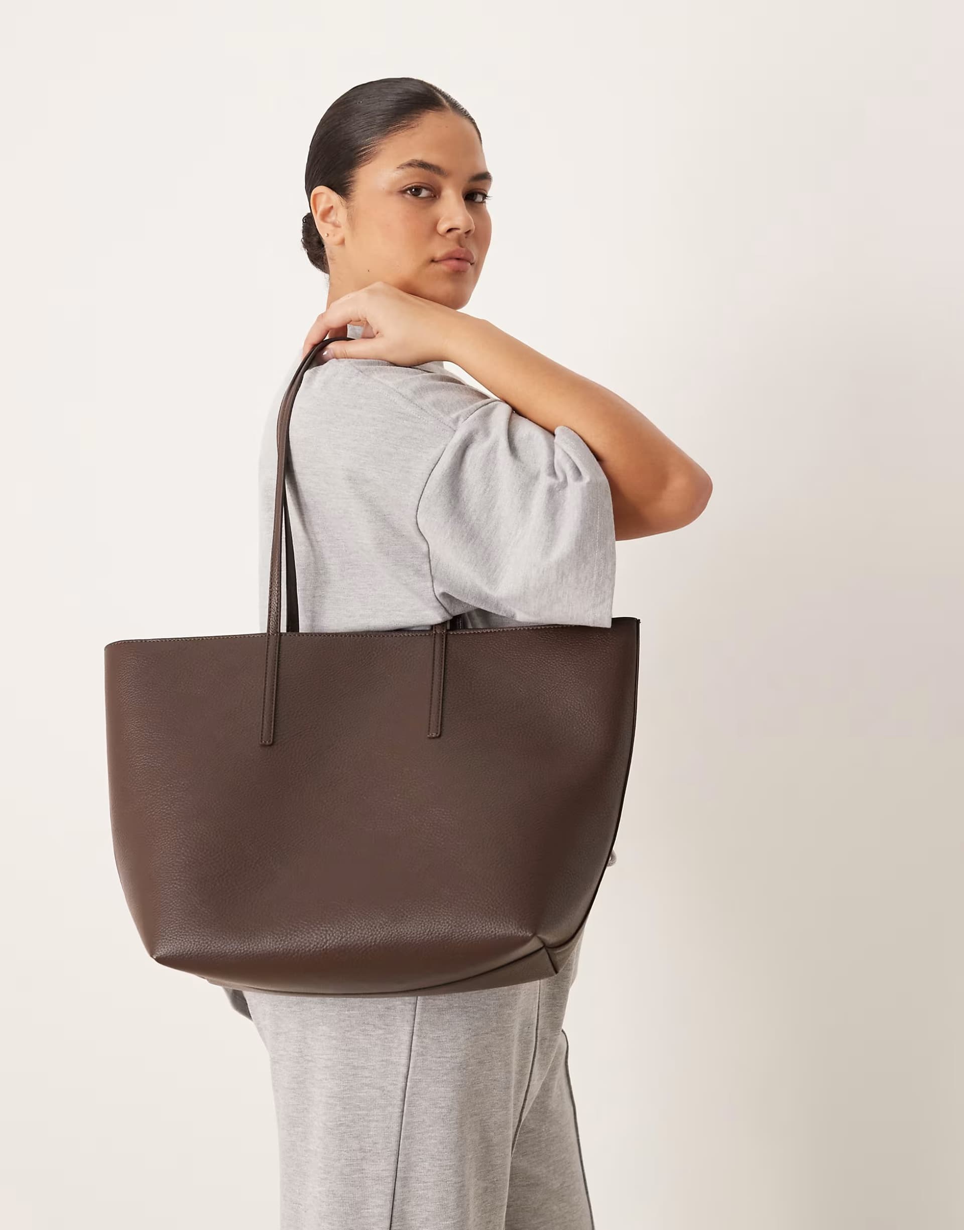 ASOS ASOS Brown Faux Leather Tote Bag