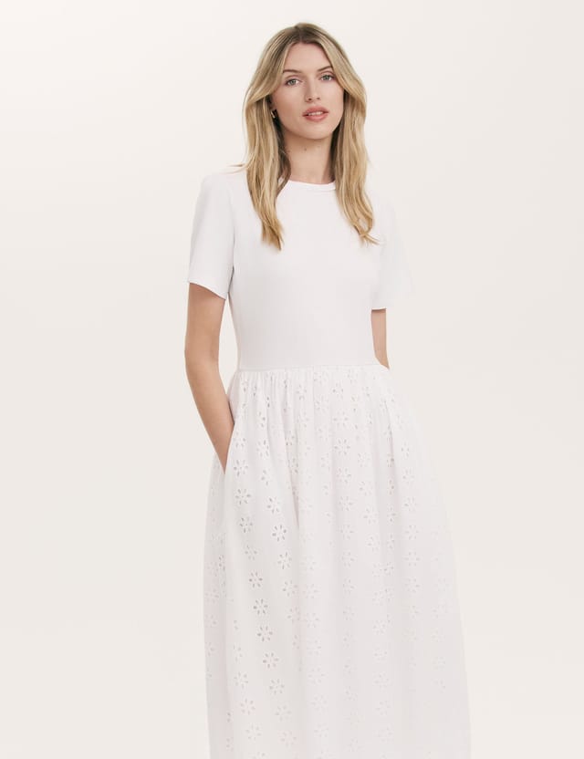 Finery London Finery London Women's Brea Embroidered Cotton Rich Midi Dress in White - 2