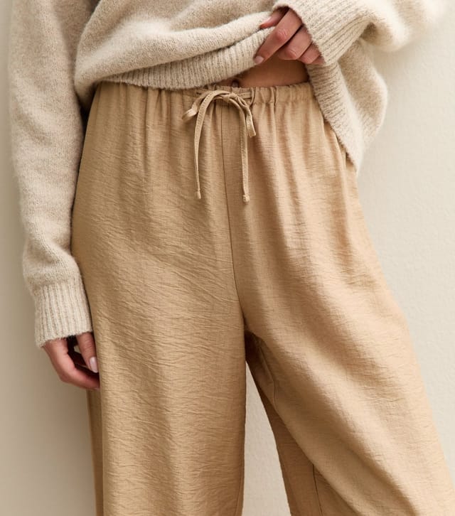 New Look Women's Camel Drawstring Waist Wide Leg Trousers New Look - 3