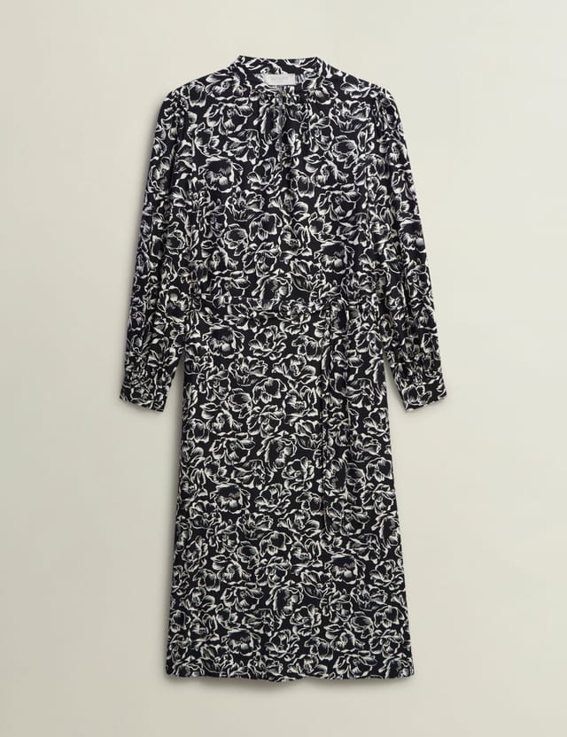 Hobbs London Hobbs London Women's Cynthia Long Sleeve Keyhole Midi Dress in Black - 2