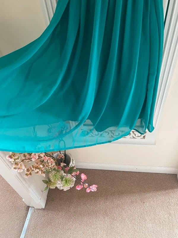 Debenhams Teal Chiffon Strapless Occasion Dress Size 12
