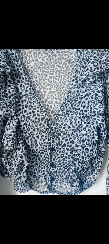 Bershka Black & White Leopard Print Blouse