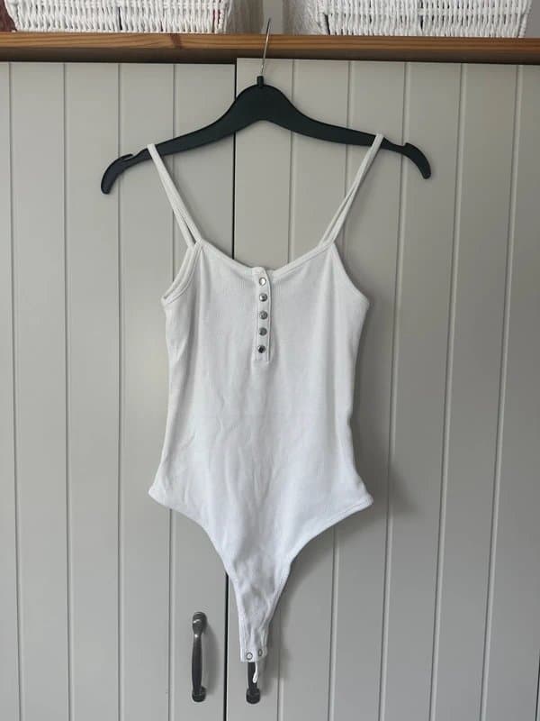 Bershka Bershka White Ribbed Bodysuit
