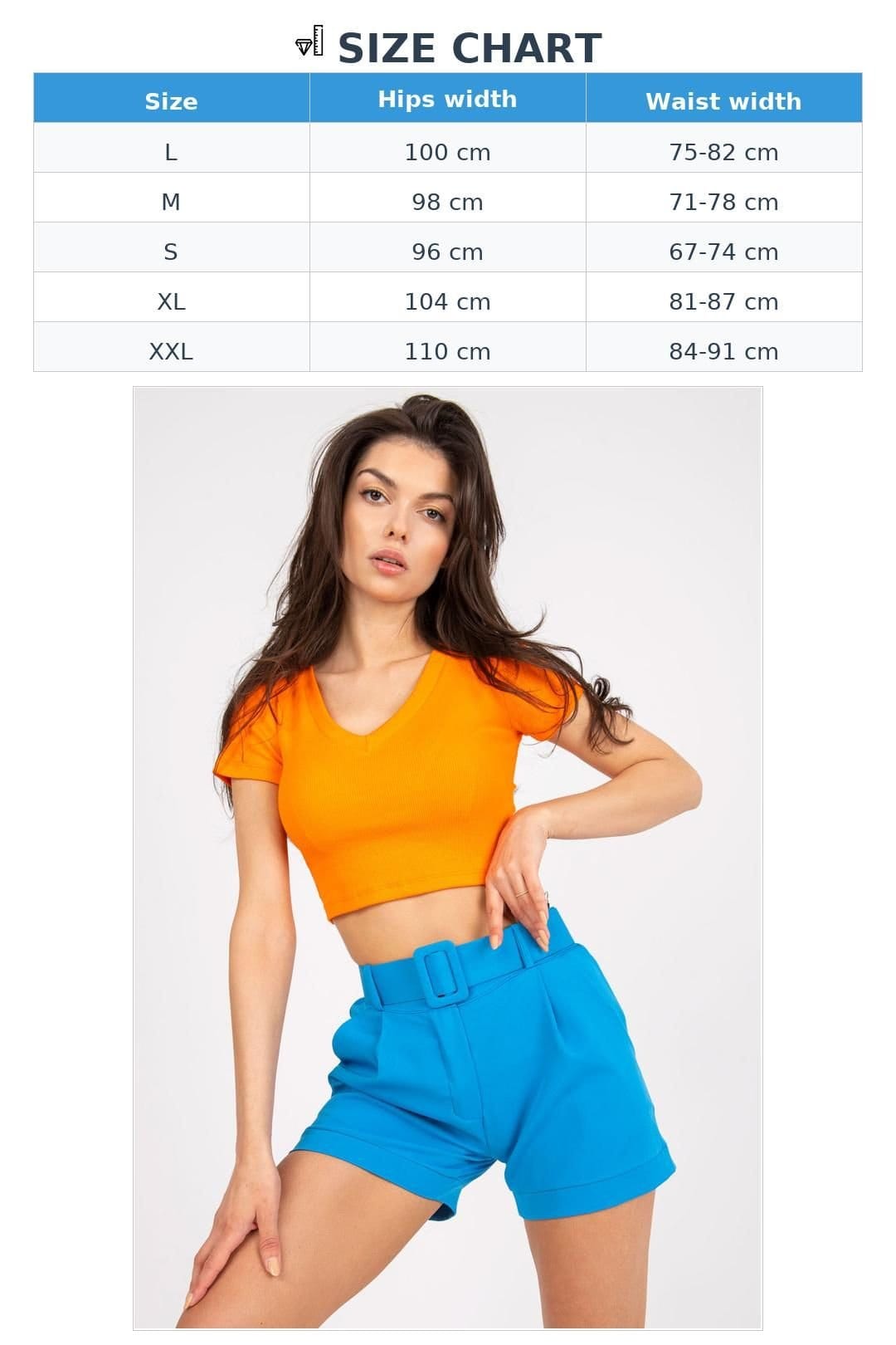 Love Lace Love Lace Women's Elegant Zip Button Shorts with Matching Belt Style 166316 in Blue - 4