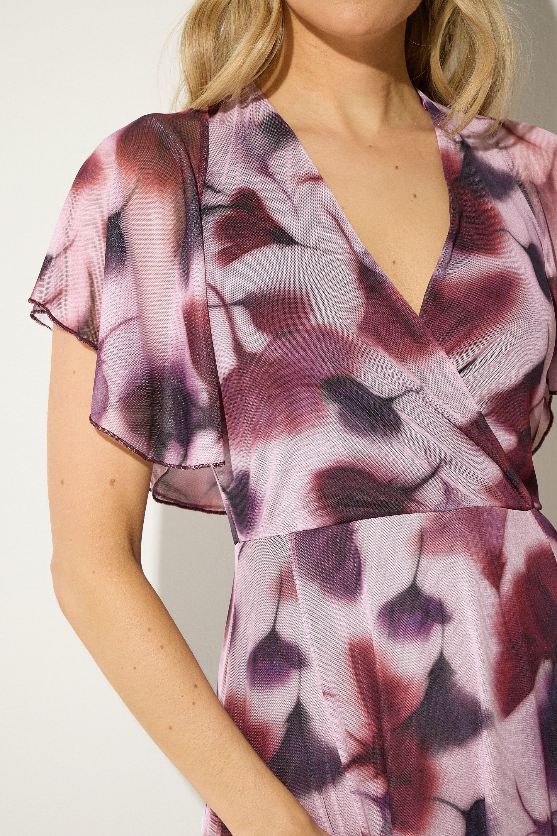 Long Tall Sally Long Tall Sally Women's Tall Floral Mesh Wrap Maxi Dress in Pink - 4