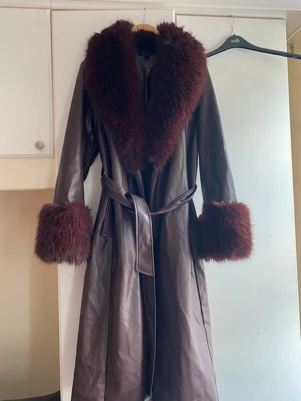 New Look Leather burgundy coat