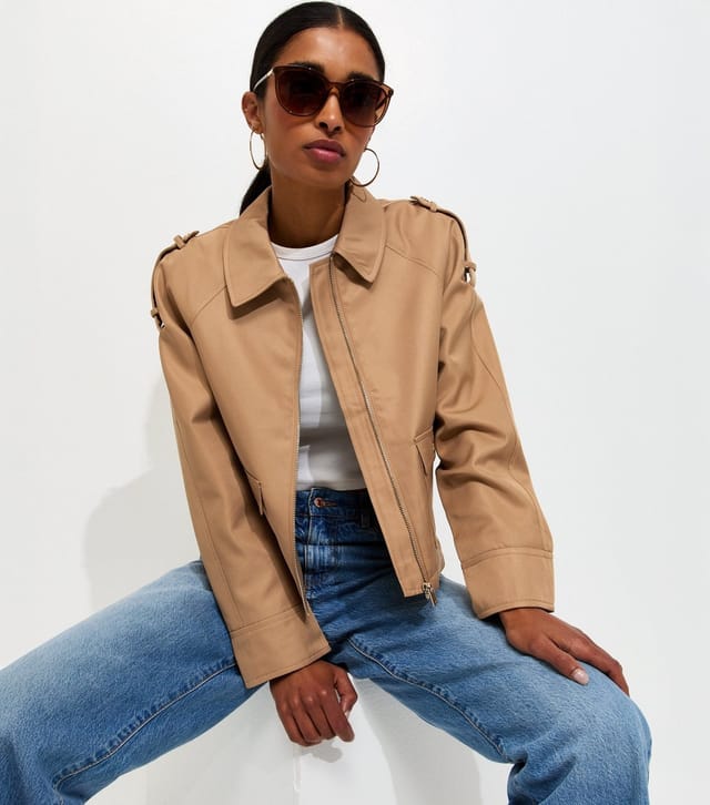 New Look Women's Tan Short Trucker Jacket New Look - 3