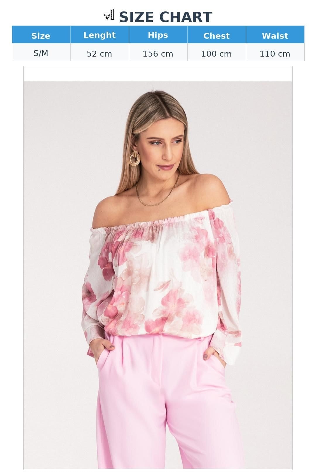 Love Lace Love Lace Women's Spanish Wide Neckline Loose Blouse 3/4 in Pink - 4