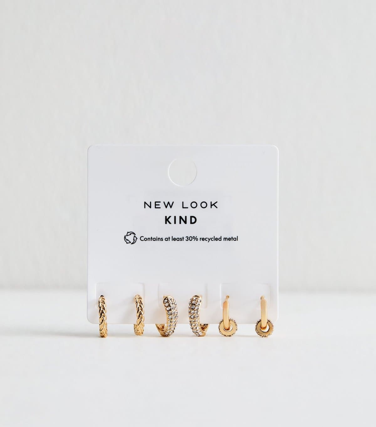 New Look Pack of 3 Gold Tone Diamante  Mini Hoop Earrings New Look