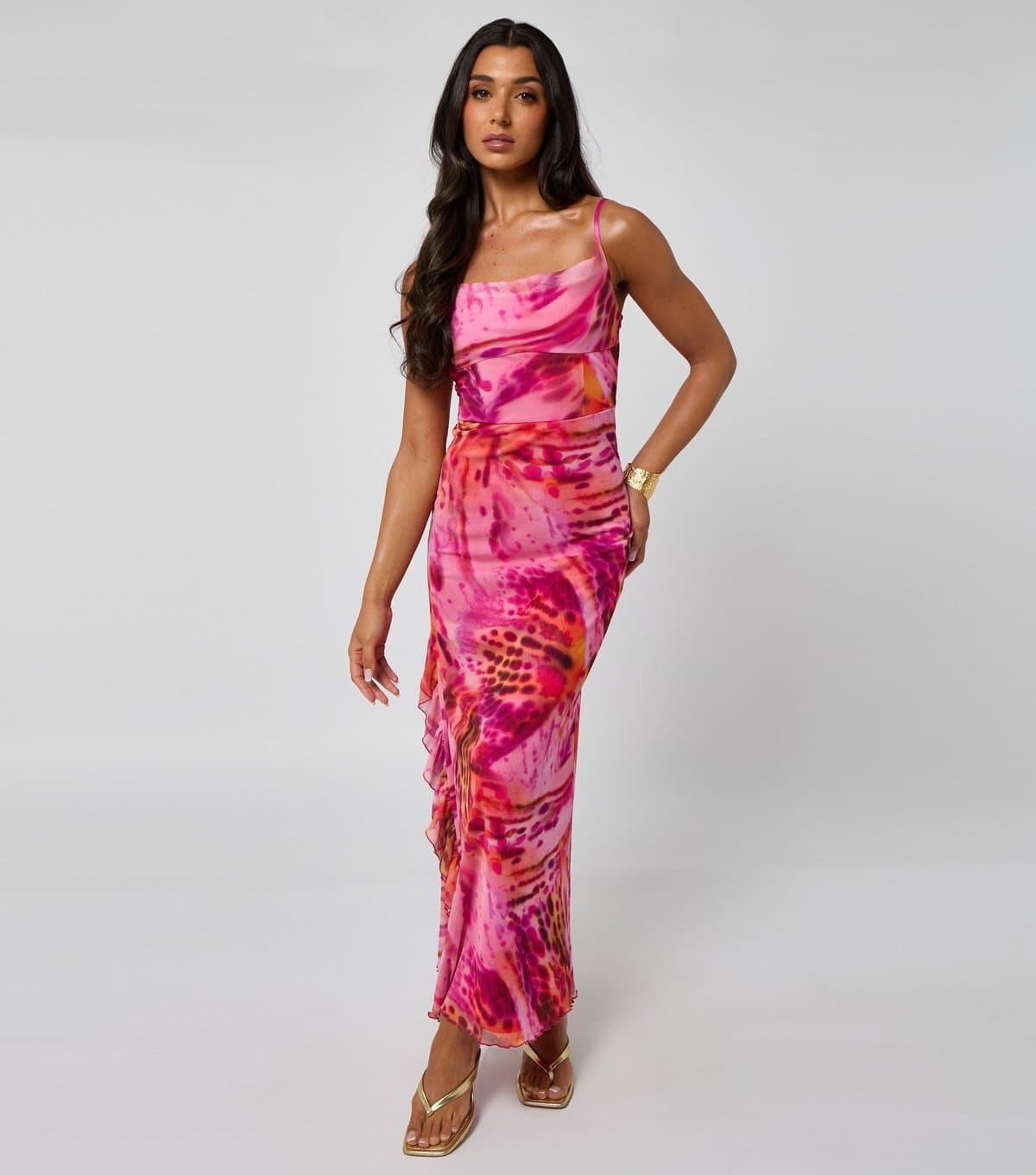 Urban Bliss Women's Pink Floral Print Ruffle Trim Maxi Dress Urban Bliss New Look