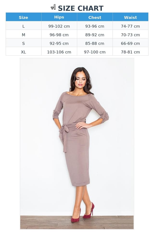 Love Lace Love Lace Women's Elegant Loose Fit Boat Neck Tie Waist Dress in Brown - 3