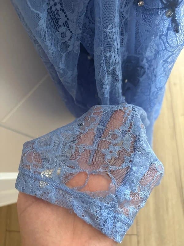 ASOS ASOS design embroidered blue lace maxi dress