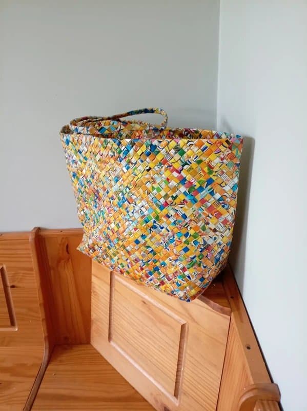 Eco Handmade art Recycled tote shopping bag eco environmentally friendly plastic big strong bag