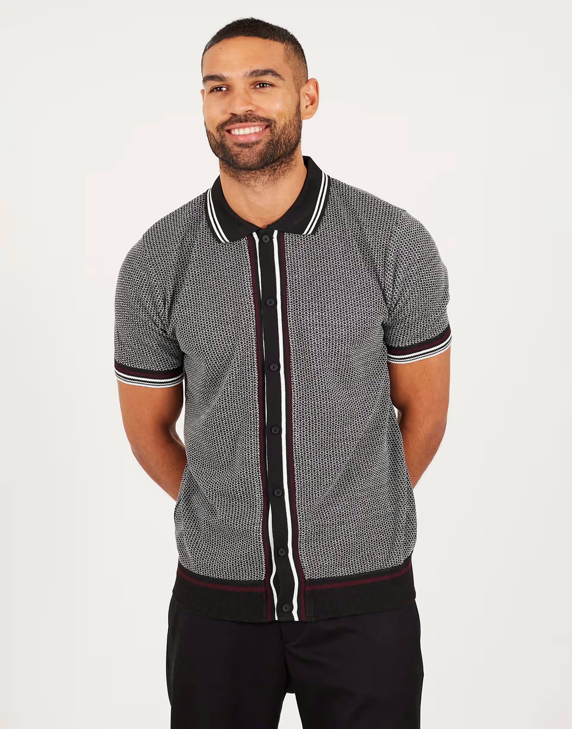 ASOS Brave Soul Knitted short sleeve shirt in black