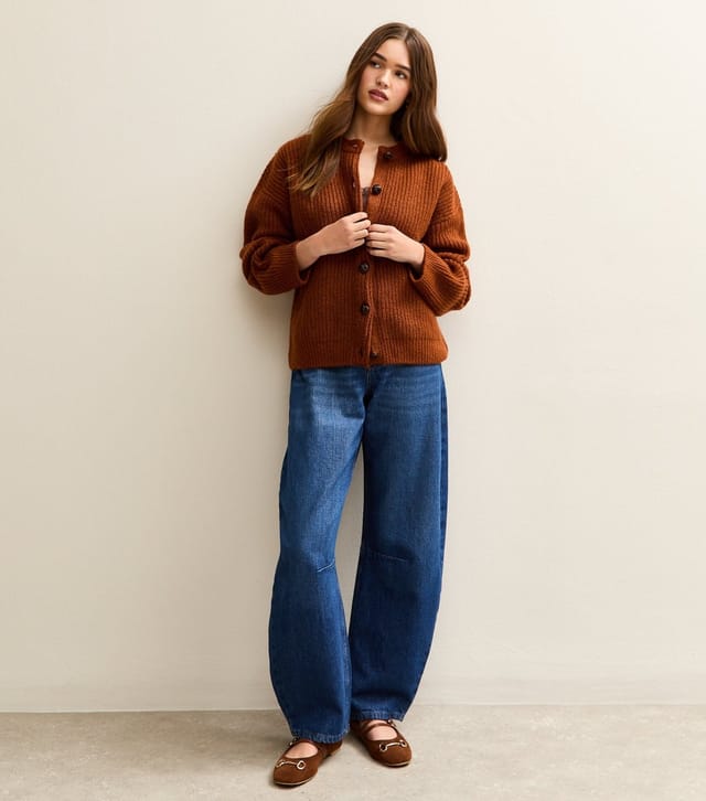 New Look Women's Burnt Orange Rib Knit Cardigan New Look - 3