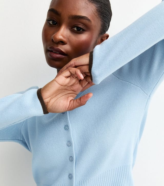 New Look Women's Light Blue Compact Contrast Tipping Cardigan New Look - 2