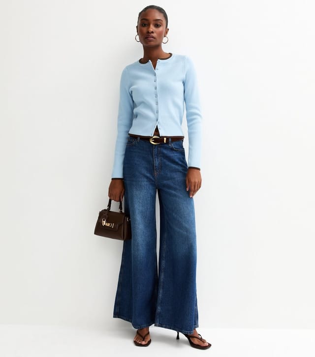 New Look Women's Light Blue Compact Contrast Tipping Cardigan New Look - 3