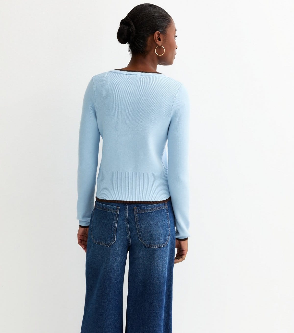 New Look Women's Light Blue Compact Contrast Tipping Cardigan New Look - 4