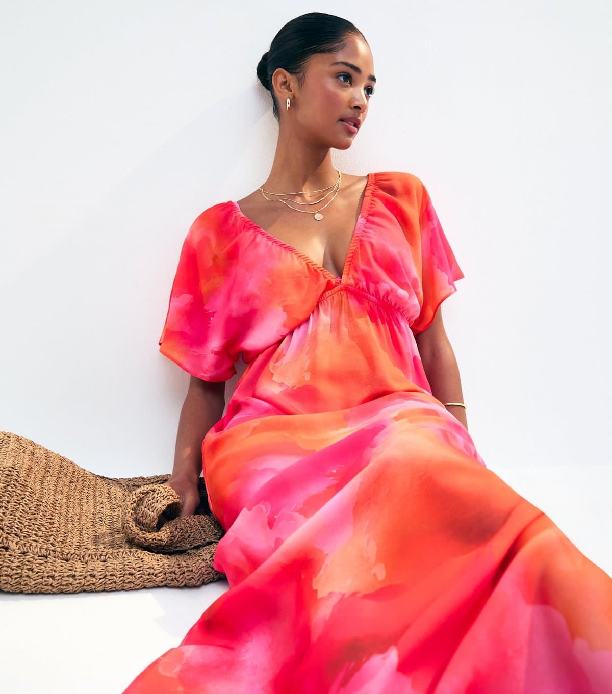 New Look Women's Pink Ombre Mesh Beach Maxi Dress New Look