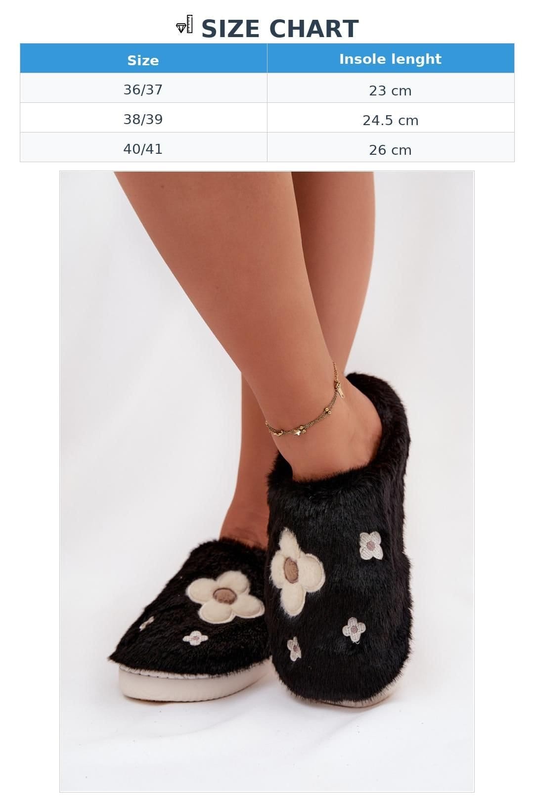 Love Lace Love Lace Women's Fur Floral Step Slippers Warm Cozy Soft Indoor Footwear in Black - 4