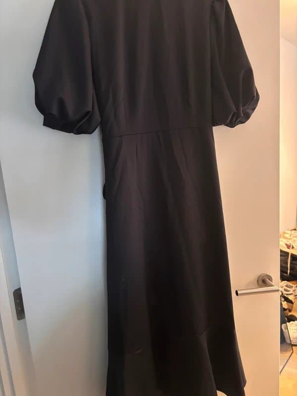 ASOS Black Satin Like Waist Tie Dress 18