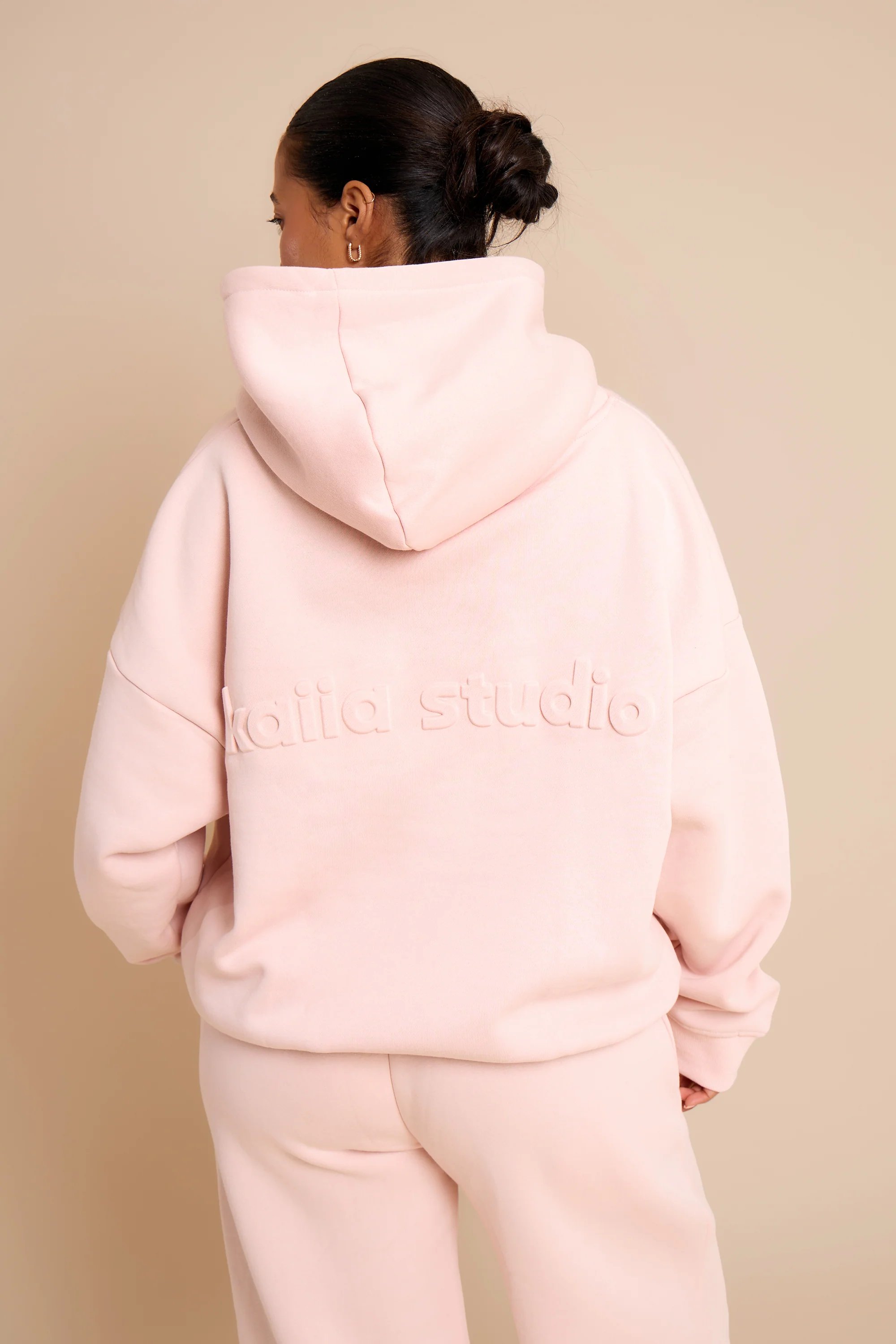 Kaiia Kaiia Embossed Studio Oversized Hoodie Baby Pink - 4