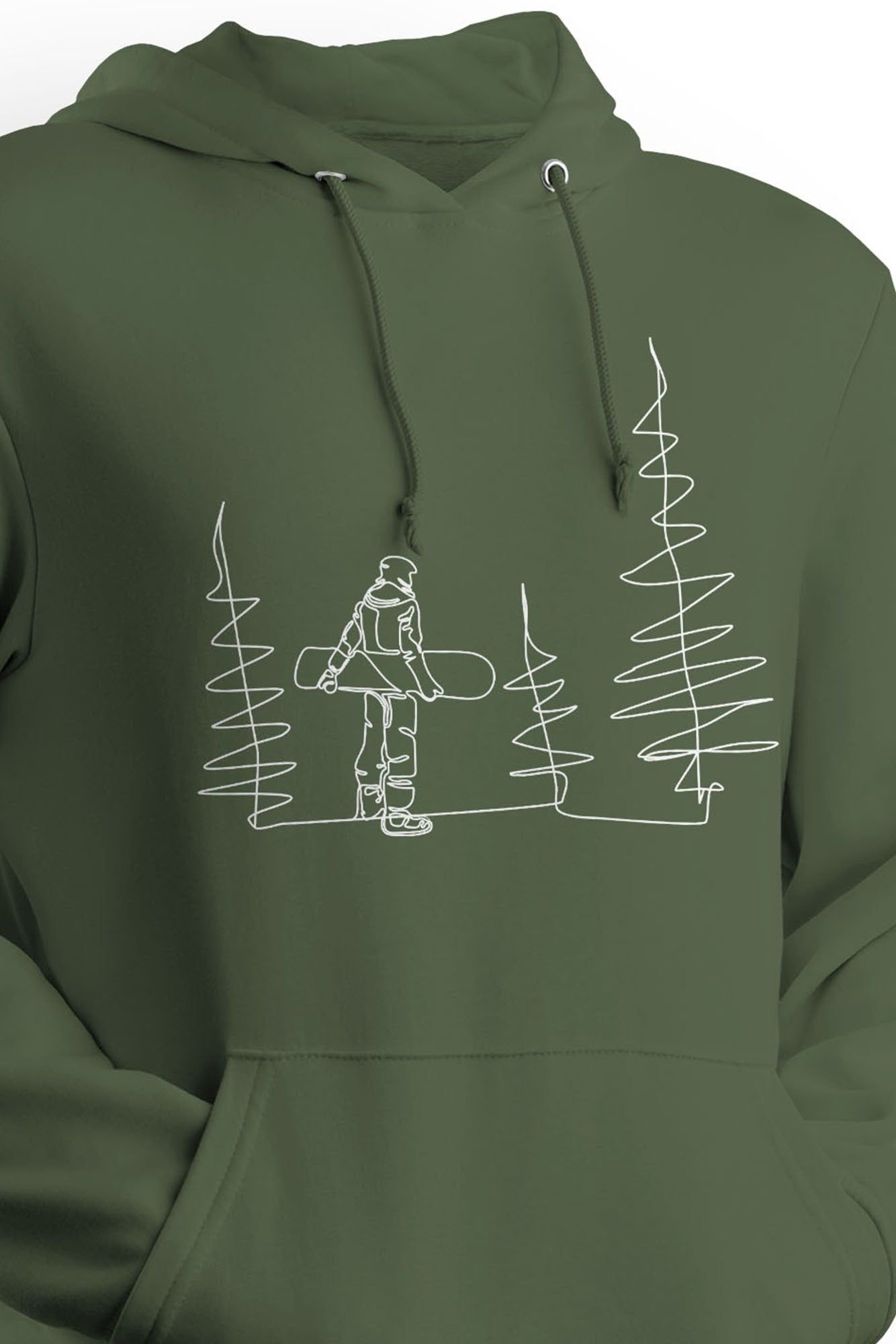 Bad Zebedee Bad Zebedee Men's Snowboarder Line Drawing Hoodie in Green - 2