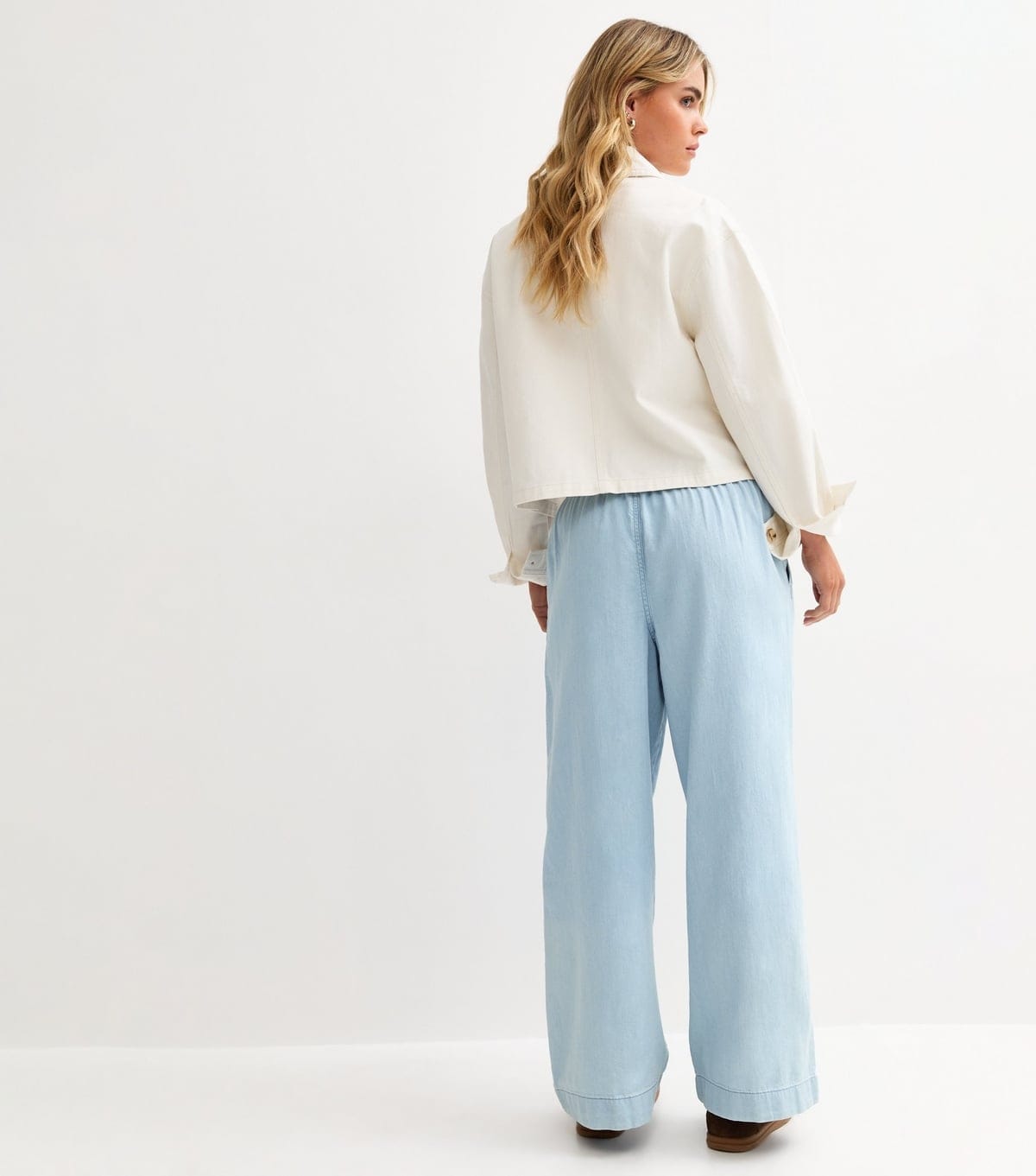New Look Women's Petite Light Blue Chambray Wide Leg Trousers New Look - 4