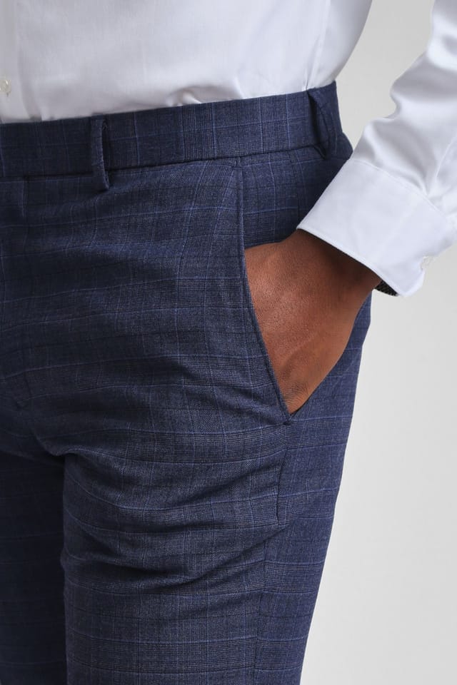 Ted Baker Ted Baker Men's Chelia Airforce Check Slim Trousers in Blue - 3