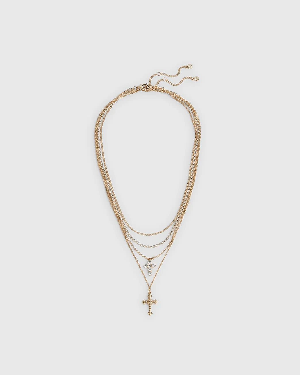 River Island River Island Womens Gold Cross Layered Necklace