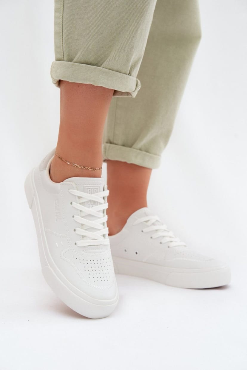 Love Lace Love Lace Women's Big Star Sport Sneakers Low Cut Lace Up Everyday Shoes in White - 1
