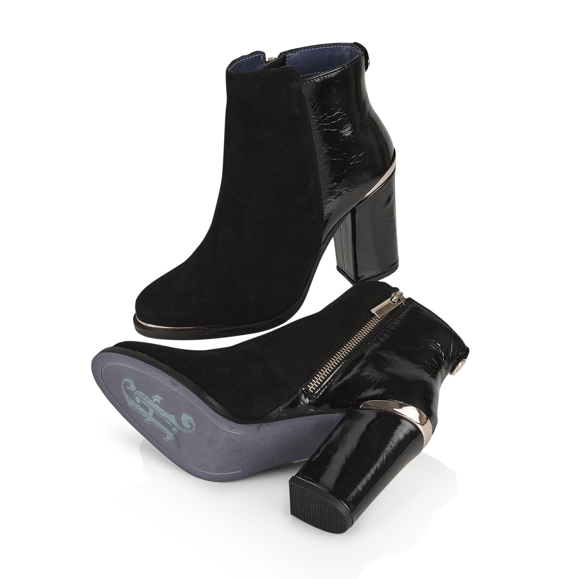 Amen Shoes Amen Shoes Women's Alicia Suede Leather Block Heel Boots in Black - 4