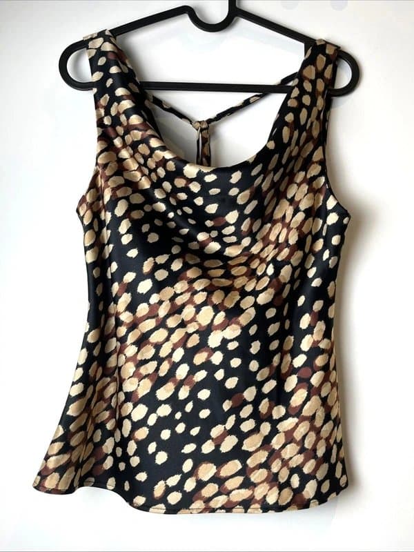 New Look New look - satin printed top - size 8 - black / brown