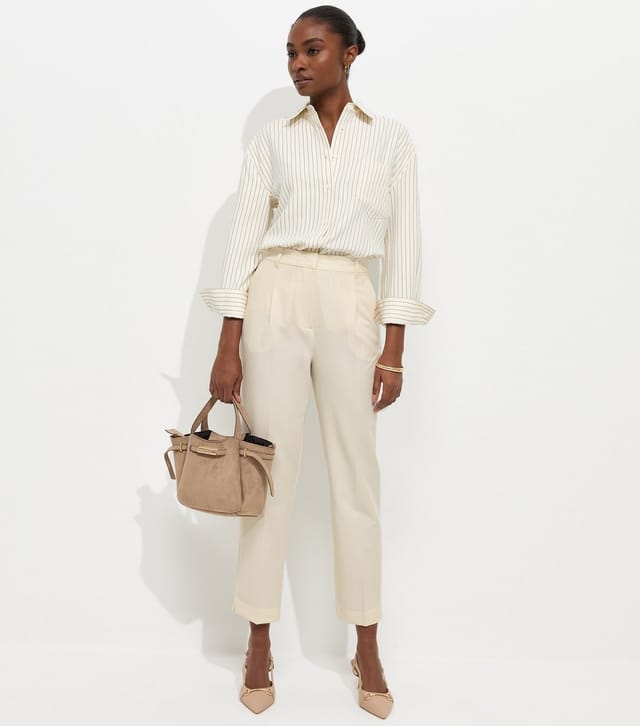 New Look Women's Cream Tapered Leg Tailored Trousers New Look - 3