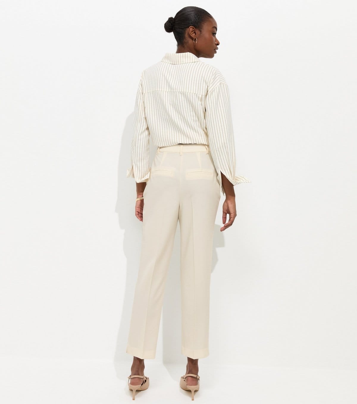 New Look Women's Cream Tapered Leg Tailored Trousers New Look - 4